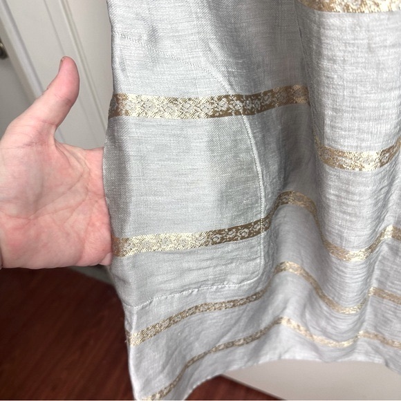 Studio 412 Grayish Metallic Gold Artsy Striped Detail Sleeveless Dress NWOT S - Picture 7 of 16
